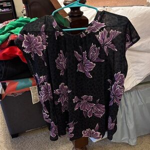 Apt. 9 Black and Purple Floral Blouse